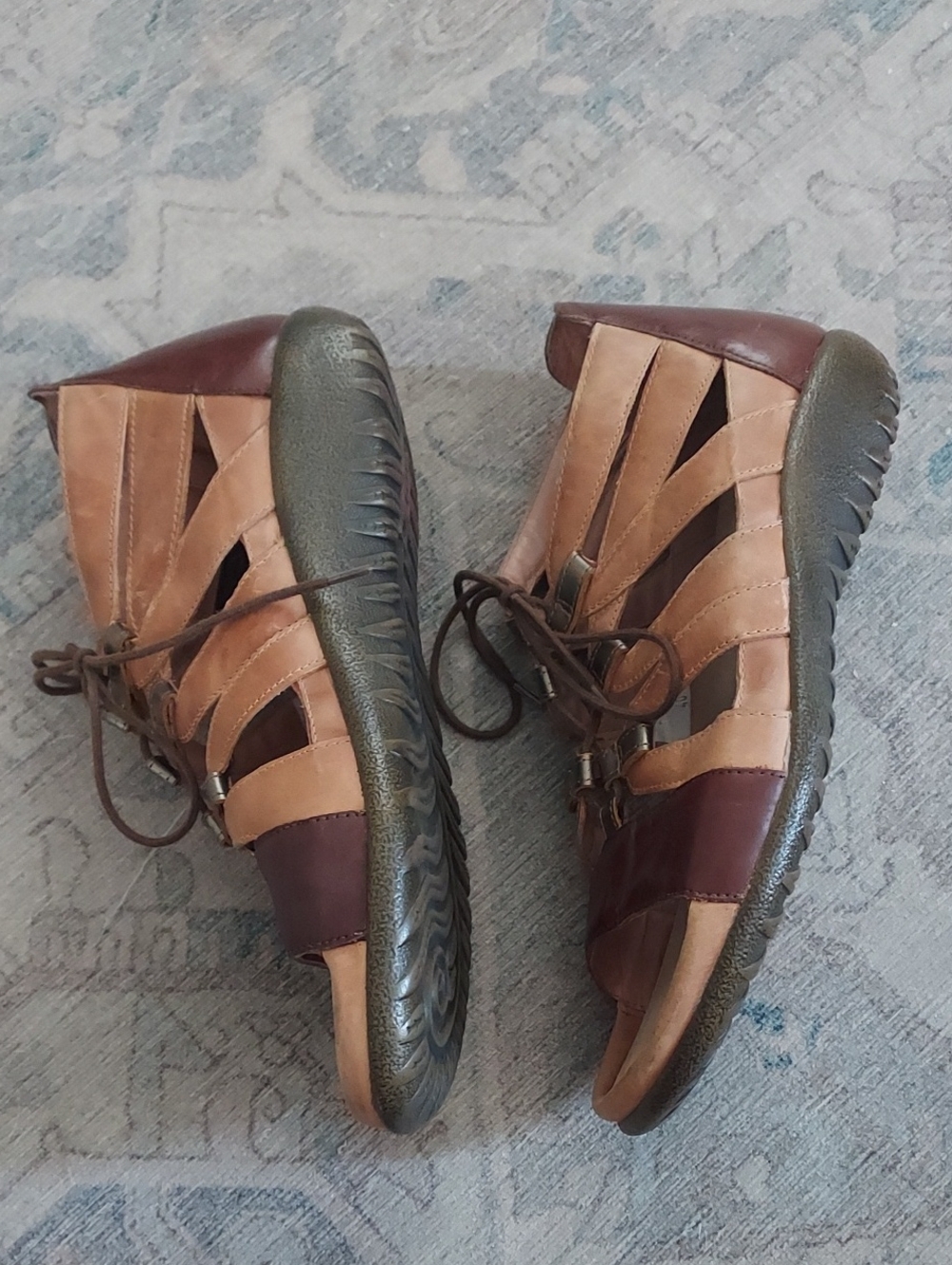 Naot Selo Leather Gladiator Sandals Lace Up Shoes 40 9 Tan Brown Neutral Comfort - Picture 4 of 11
